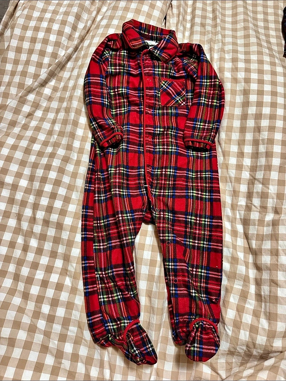 Little Me 12M Plaid Footie Like New